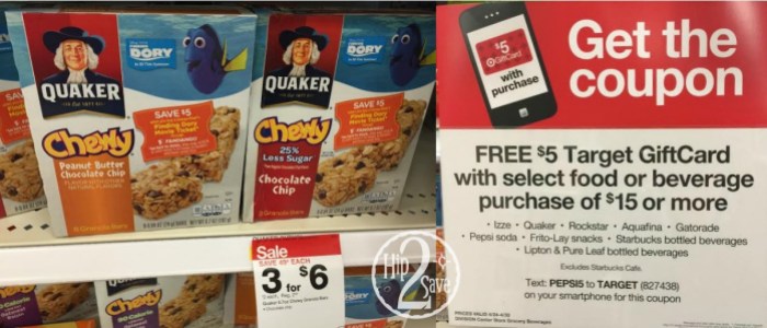 Quaker and $5 Target Gift Card Promo