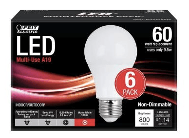 Feit Electric 60W Equivalent Soft White A19 LED Light Bulb (6-Pack)