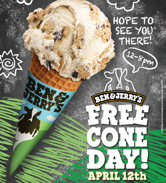 Ben & Jerry's: FREE Cone Day (April 12th Only)