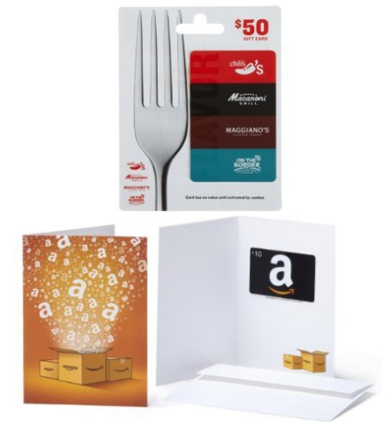 Brinker Gift Card and Amazon Gift Card