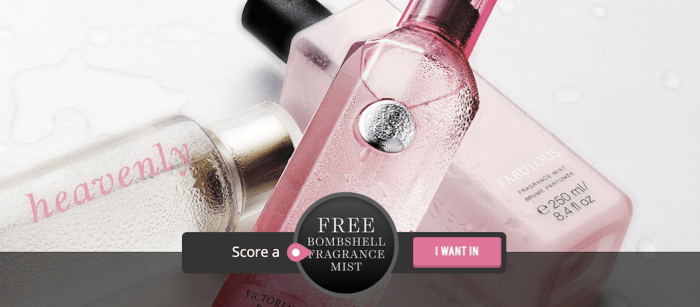 Victoria s Secret Sign Up NOW For FREE Bombshell Fragrance Mist Coupon 