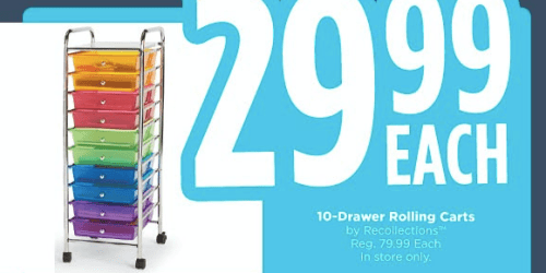 Michaels: 10-Drawer Rolling Cart $29.99 In-Store & Today ONLY (Regularly $79.99)