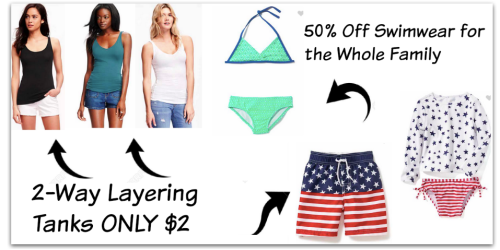Old Navy: Layering Tanks $2 Each + 50% Off Swimwear (In-Store Only)