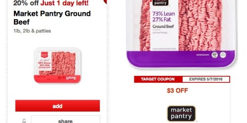 Target Cartwheel: 20% off Market Pantry Ground Beef + Stackable Target Coupons