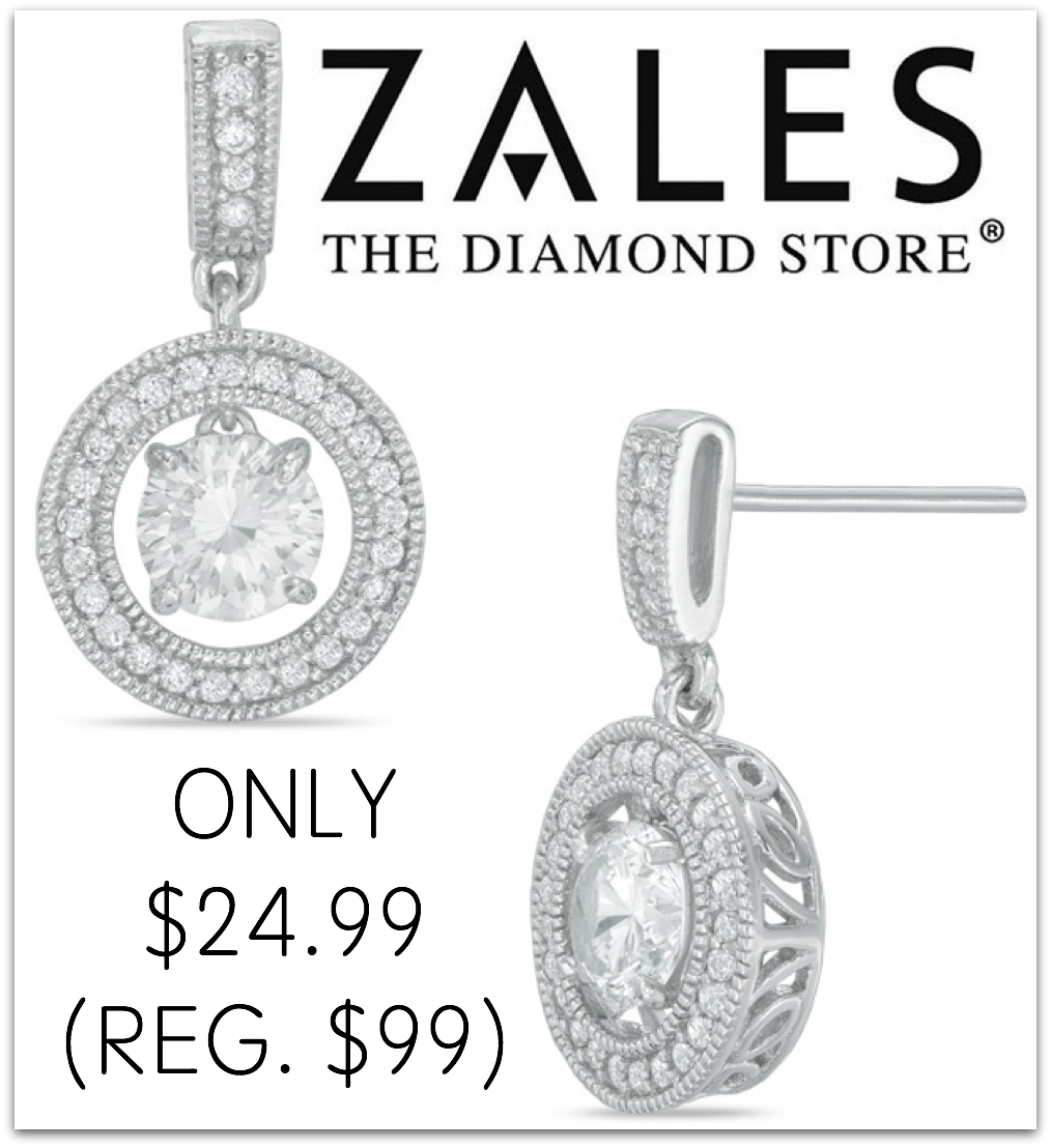 Zales White Sapphire Frame Vintage Style Drop Earrings Only