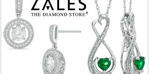 Zales: $24.99 White Sapphire Drop Earrings + $28.79 Emerald & Diamond Necklace (Reg. $99)