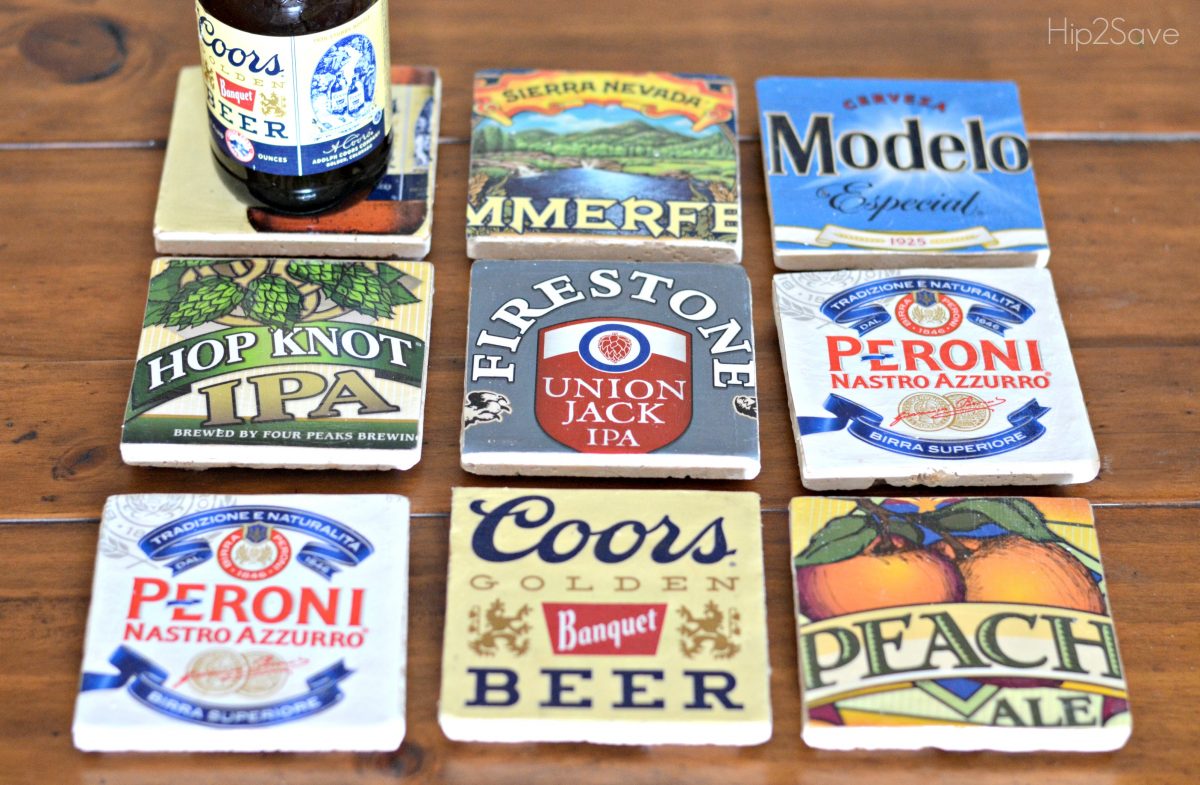 Easy Mod Podge Beer Coasters as a DIY Father's Day gift