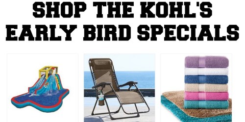 Kohl’s: Early Bird Specials (Until 3PM CST) + Stackable Promo Codes & Earn Kohl’s Cash