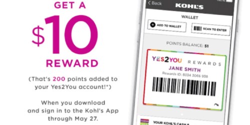 Kohl’s Yes2You Rewards Members: Possible Free $10 Reward w/ Kohl’s App Download
