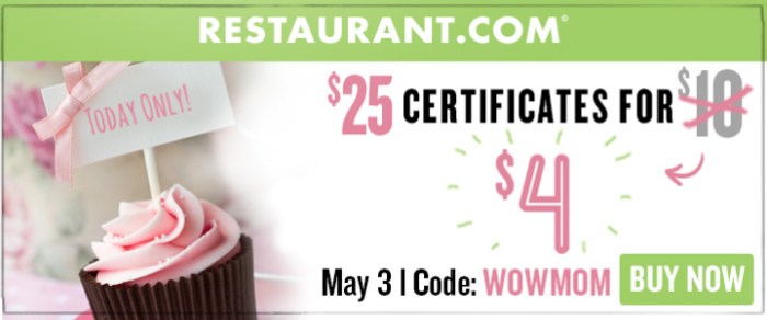 Restaurant.com: $25 Dining Certificate ONLY $4