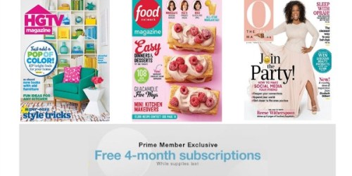 Amazon Prime Members: Three FREE 4-Month Magazine Subscriptions (HGTV, Elle & More)
