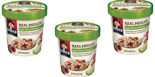Amazon: Quaker Real Medleys Oatmeal Apple Walnut Cups Only 97¢ Each Shipped