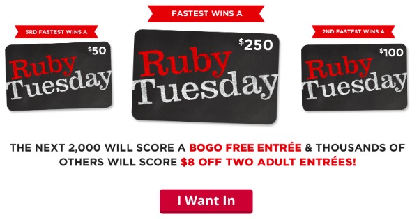 Ruby Tuesday BOGO Entree offer