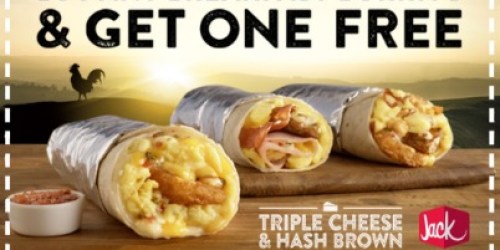 Jack in the Box: Buy ANY Breakfast Burrito AND Get One FREE Coupon