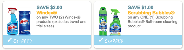 Windex and Scrubbing Bubbles coupons