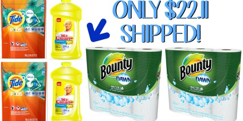 New Jet Customers: 52 Tide Pods, 6 Bounty with Dawn Rolls & 2 Mr. Clean Cleaners $22.11 Shipped