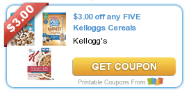 $3/5 Kellogg's Cereals 8.7 oz or larger - any variety and any flavor
