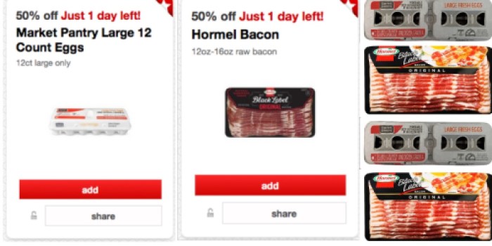 Target Cartwheel: 50% Off Market Pantry Eggs AND 50% Off Hormel Bacon (2 Days Only)