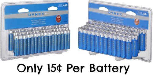 Best Buy: 48 Pack of Dynex AAA or AA Batteries ONLY $6.99 (Just 15¢ Per Battery)