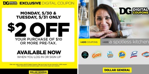 Dollar General: $2 Off $10 Purchase eCoupon + Free Charmin Toilet Paper & More Deals