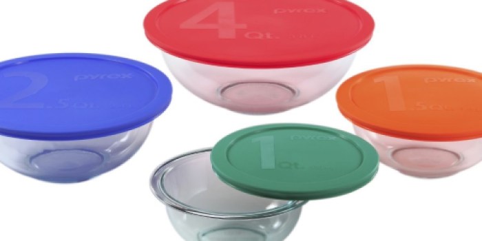 Pyrex 8 Piece Smart Essentials Glass Bowl Set with Lids ONLY $12.97