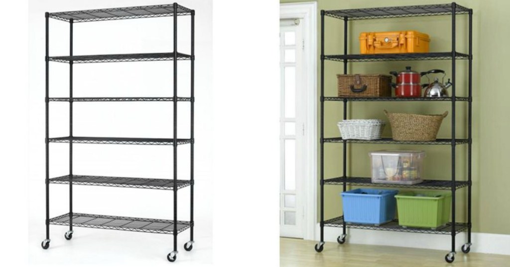 6-Shelf Commercial Steel Wire Shelving Rack with Wheels