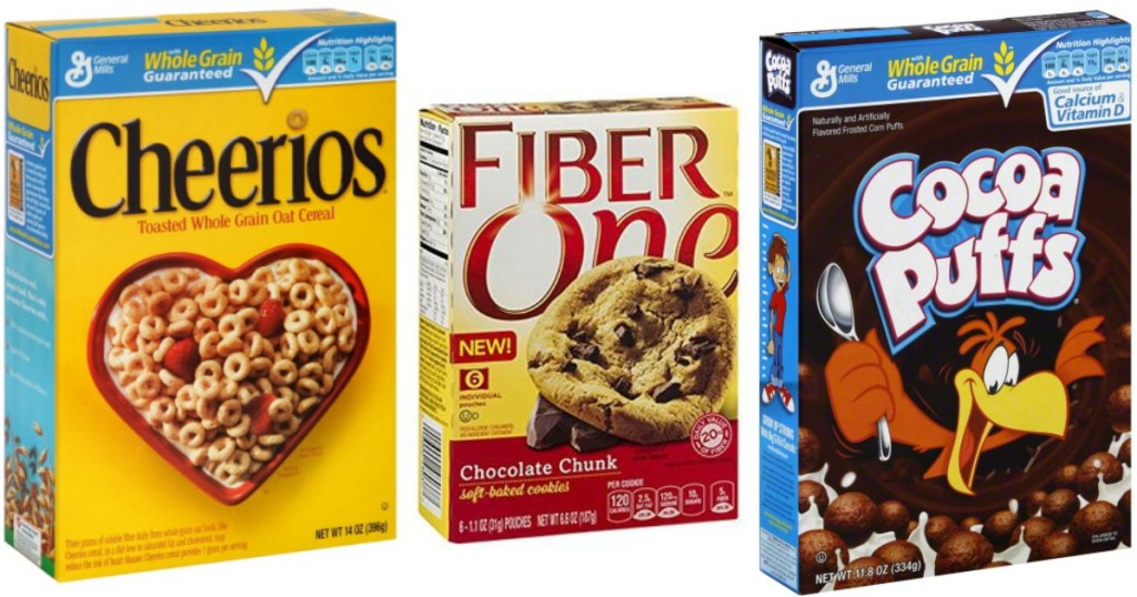 Cheerios, Fiber One and Cocoa Puffs