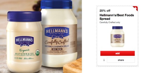 New $1/1 Hellmann’s or Best Foods Organic Mayonnaise Coupon = Only $1.62 at Target