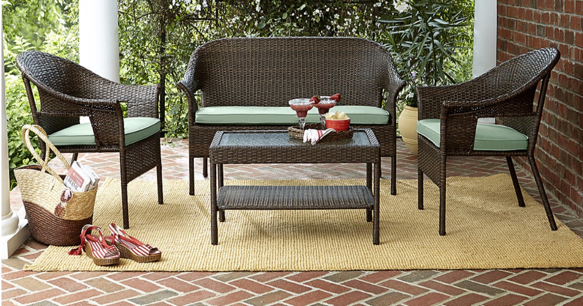 40 Off Patio Furniture = 4 Piece Wicker Set w/ Cushions