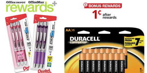 Office Depot/OfficeMax: Energel 3-Pack Pens and Duracell 16 Pack Batteries Only 1¢ (After Rewards)