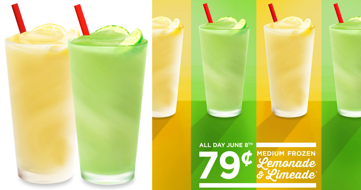 Sonic DriveIn 79¢ Medium Frozen Lemonade or Limeade Drinks ALL Day