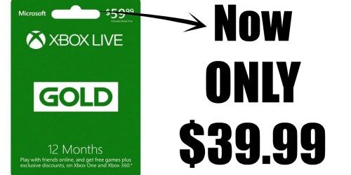 XBOX Live 12 Month Gold Membership Only $39.99 (Regularly $59.99)