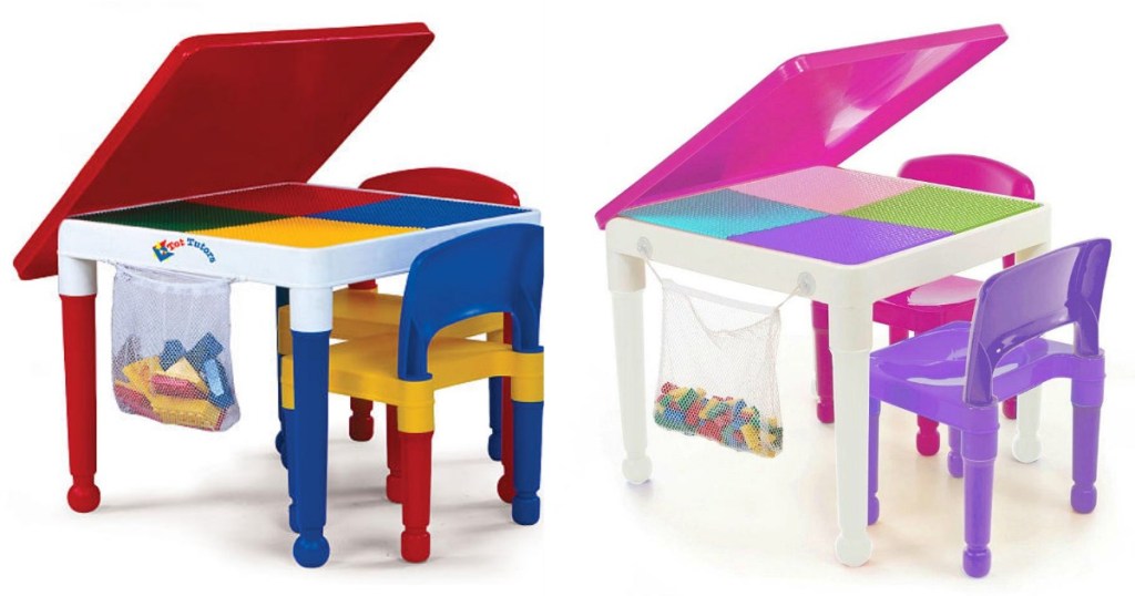 Tot Tutors 2-in-1 Plastic Construction Table and 2 Chair Set