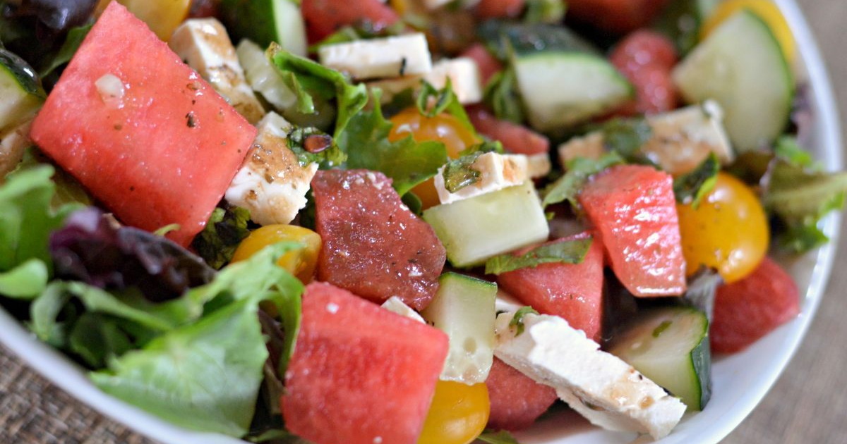 Watermelon Feta Salad - Easy Summer Side Dish Recipe | Hip2Save