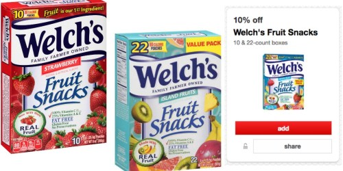 Target Cartwheel: New 10% Off Welch’s Fruit Snacks Offer = 10ct Boxes Only $1.47 Each