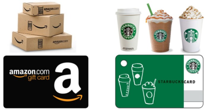 amazon & Starbucks gift cards