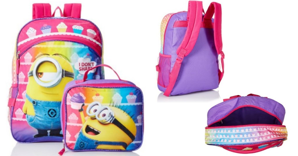 Despicable Me Girls' Backpack with Detachable Lunch Bag