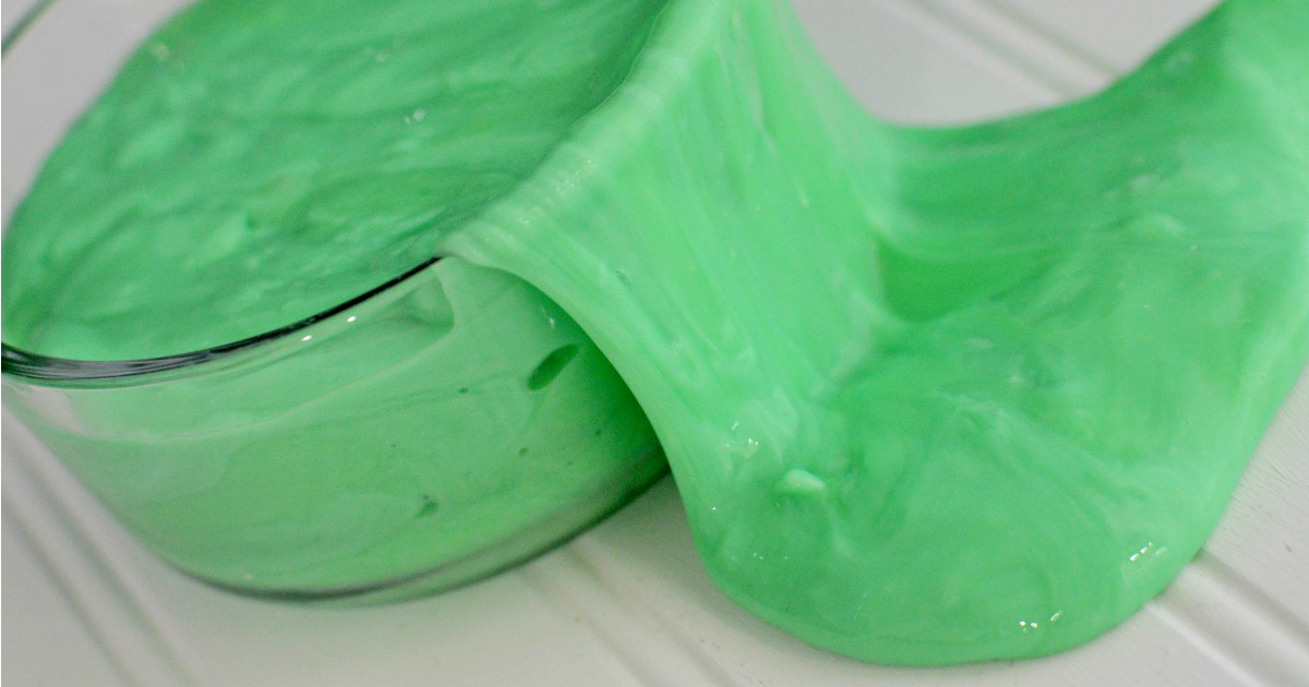 homemade slime recipe using just 2 ingredients – pouring the slime out of the bowl