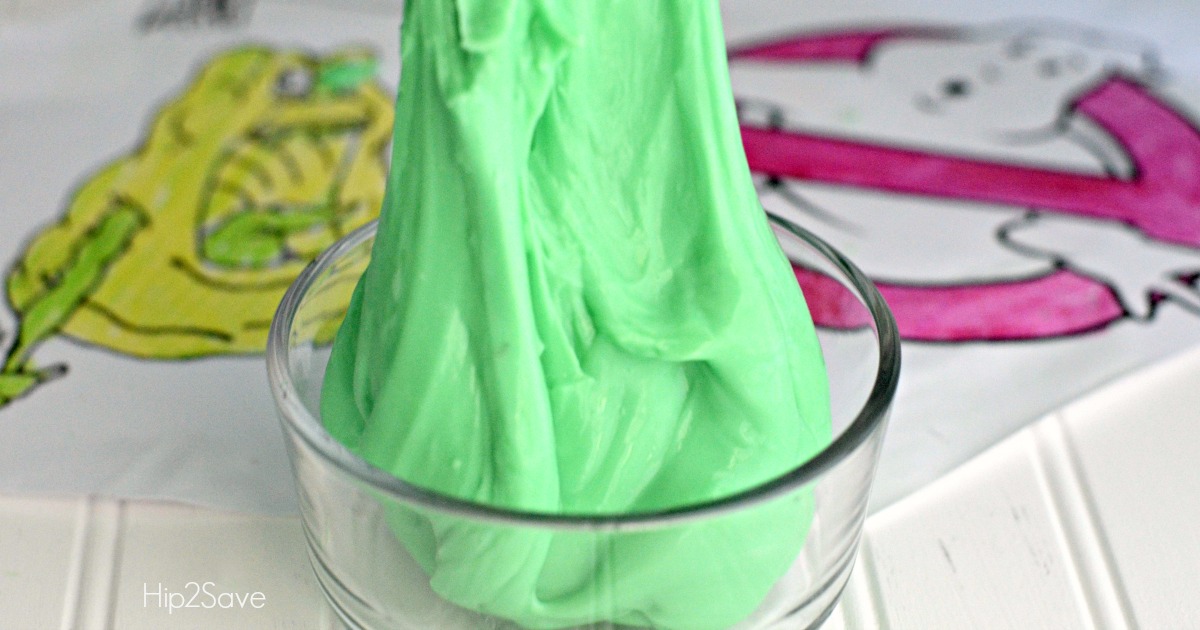 homemade slime recipe using just 2 ingredients – showing the slime texture in the bowl