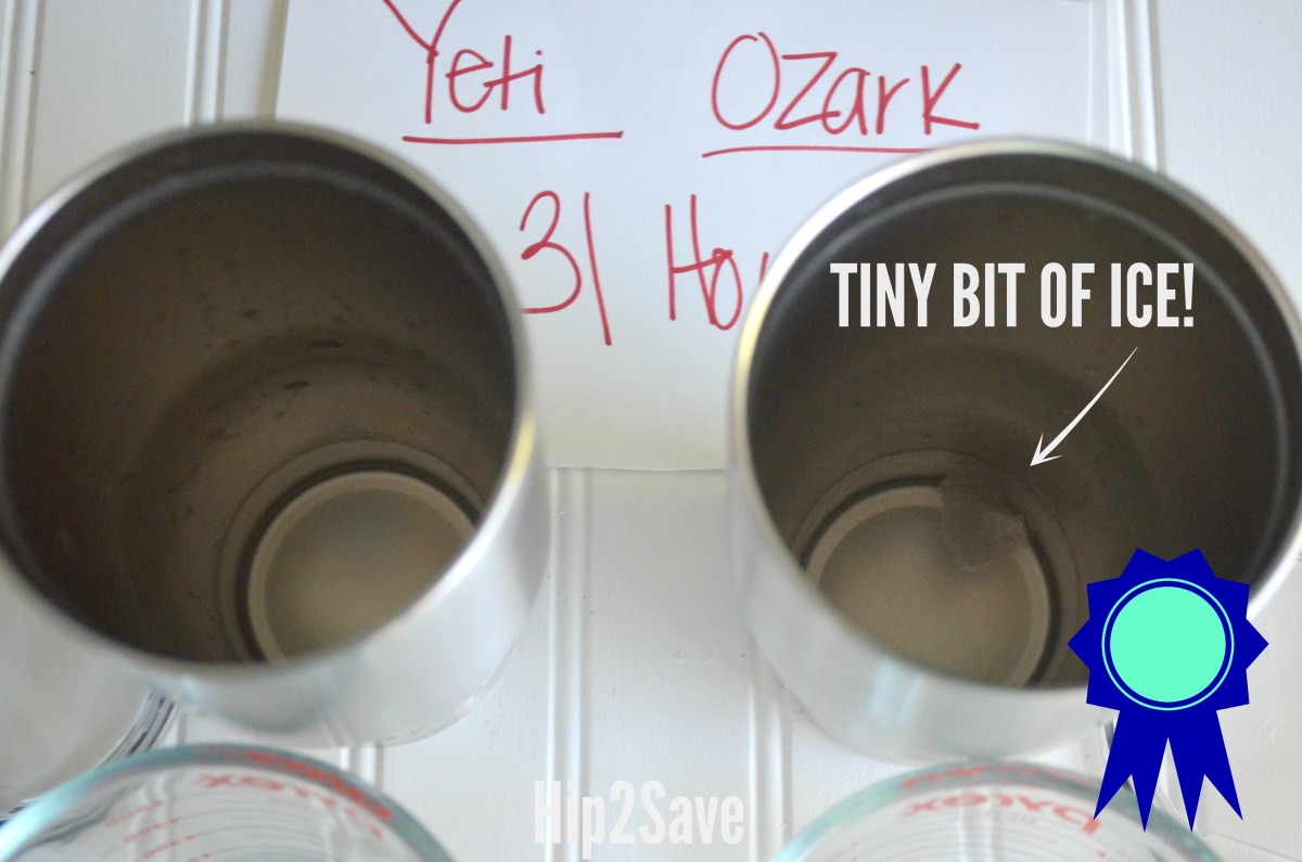yeti vs ozark stainless tumblers with water inside