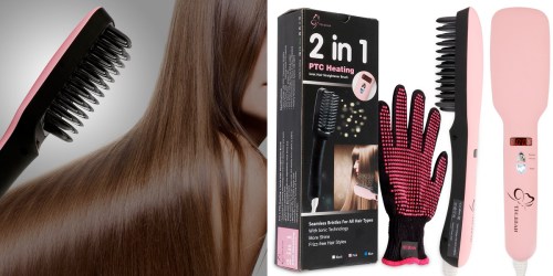 Amazon: 2-in-1 Ionic Hair Straightening Brush Set ONLY $24.05 (Regularly $36.99)