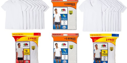 Walmart: Men’s Fruit of the Loom V-Neck White T-Shirts Only $12.34 – Just $1.37 Per Shirt