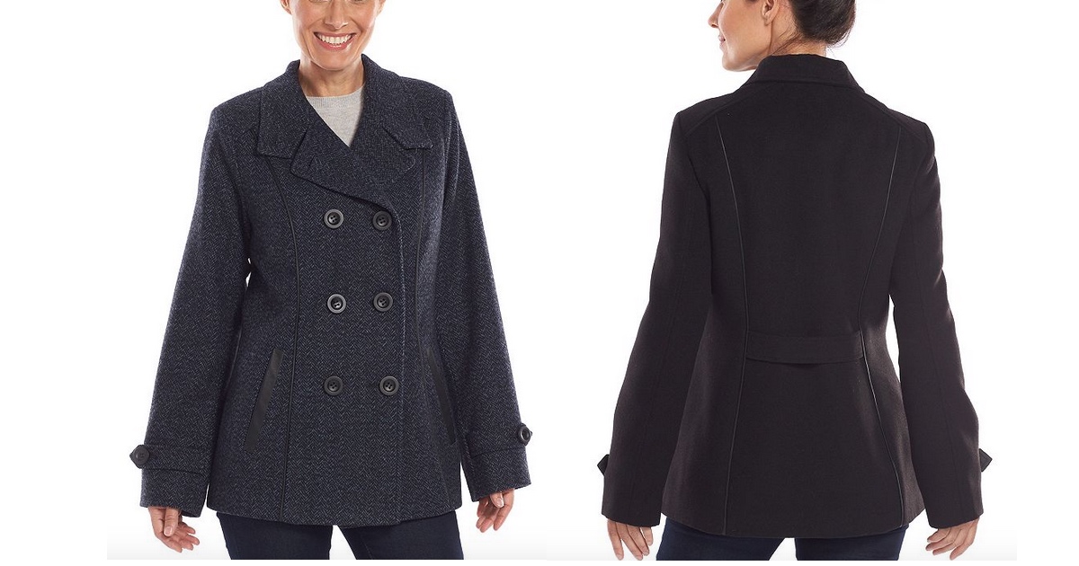 Kohl's Cardholders DoubleBreasted FauxWool Peacoat ONLY 22.40 Shipped