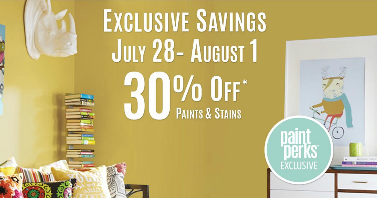 Sherwin Williams Paint Perks 30 Off Paints & Stains July 28th