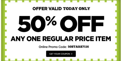Michaels: 50% Off ONE Regular-Priced Item (In-Store & Online) – Today Only