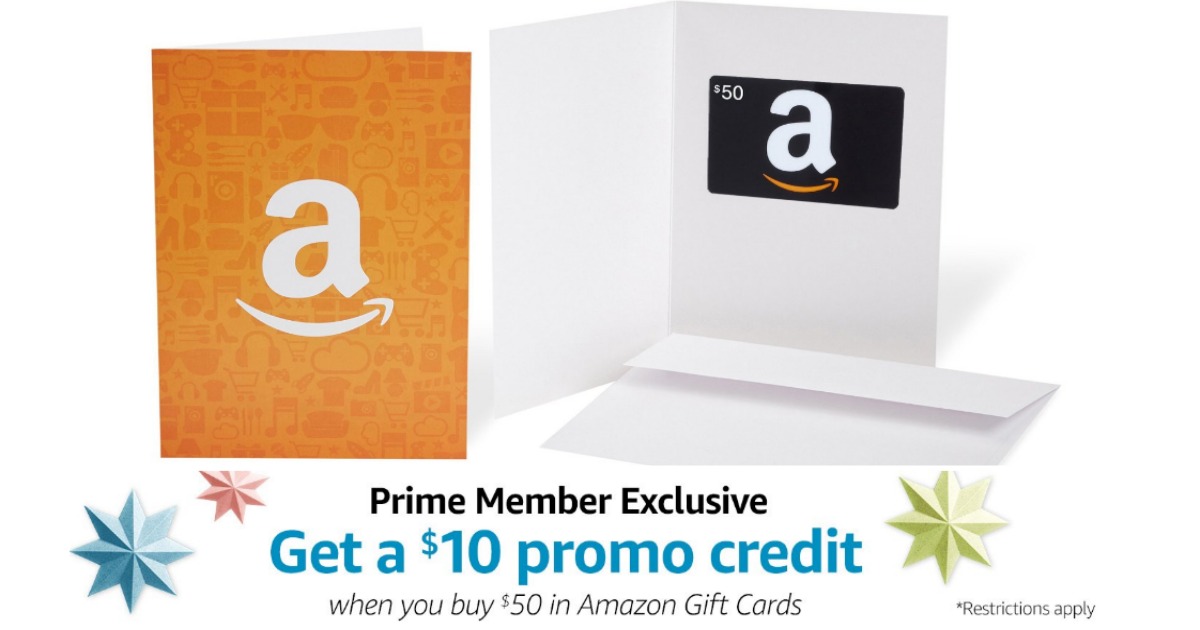 FREE $10 Credit with $50 Amazon Gift Card Purchase (SELECT Prime