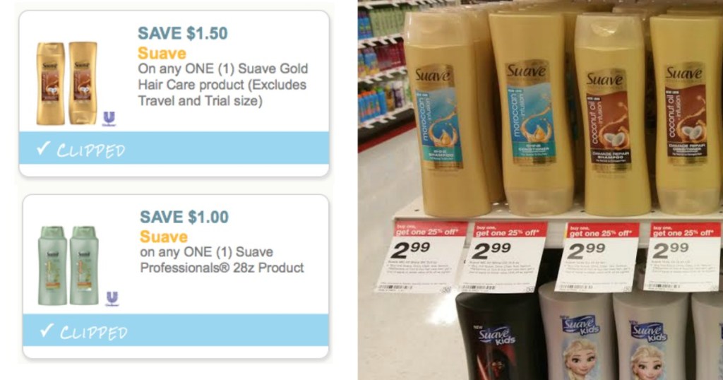 2 High Value Suave Coupons Gold Hair Care Products Only 1 12 At