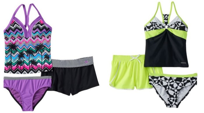 ZeroXposur Geometric Tankini Swimsuit & Shorts Set