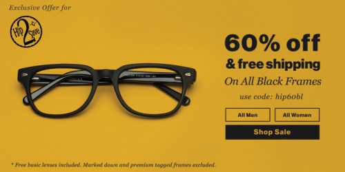 GlassesUSA: 60% Off Black Frames AND Free Shipping = Prescription Glasses $19 Shipped