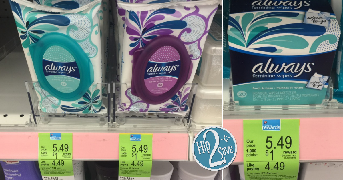 Walgreens Always Feminine Wipes ONLY 1.49 After Digital Coupon